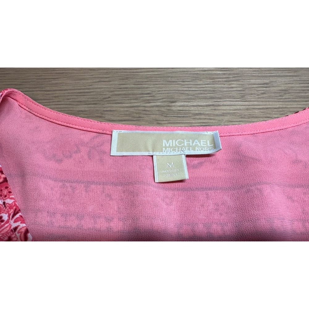 Michael Michael Kors Pink Floral Smocked Waist Dress Womens Medium Boho - Picture 8 of 15